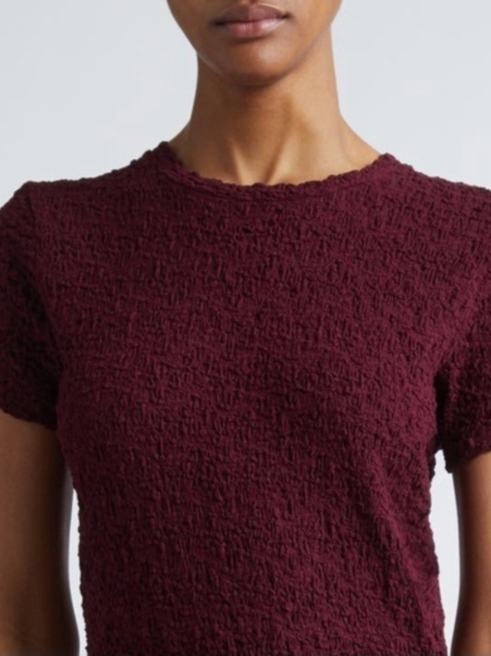 Vince Burgundy Textured Short-Sleeve Tee